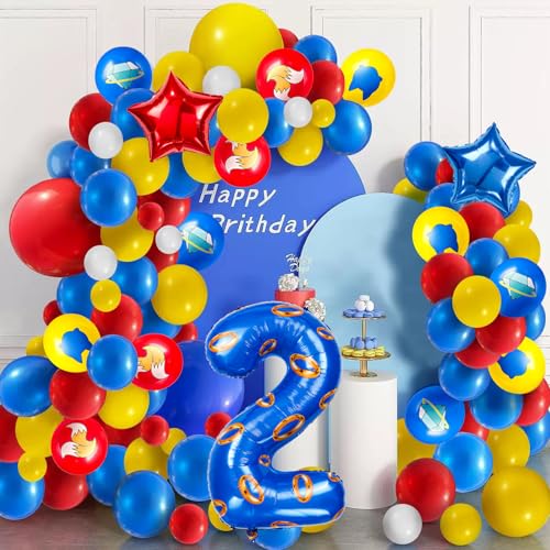 Image of number 40 inch blue and gold ring balloon set birthday number decoration aluminum film balloon suitable for boys and girls blue theme party cartoon party decoration supplies (2)