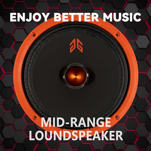 Image of MX80E1 Loudspeaker 8 Inch Midrange 560 Watts 6 Ohms Orange Bullet, Premium Quality Audio Door Speakers for Car or Truck Stereo Sound System, Orange (2 Speakers)