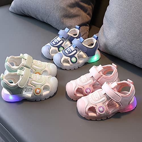 Toddler Cartoon Light Up Sandals Kids Boys Girls Closed Toe Luminous Shoes Toddler Closed Slippers for Girls Outdoor4