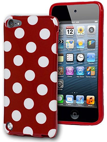 BasTexWireless Bastex Red TPU Case with White Polka Dots for Apple iPod Touch 5, 5th Generation [Compatible with iPod Touch 6]