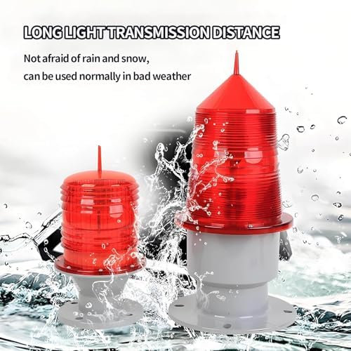 15W Solar LED Obstruction Light, Low Intensity Strobe Beacon, Industrial Warning Lights for Power Towers, Marine Boats, Aviation Safety GZ122