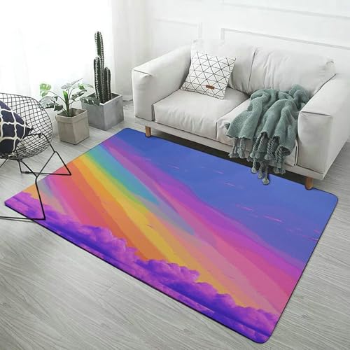 Tapis de salon arc-en-ciel en velours corail pour chambre et terrasse - 3