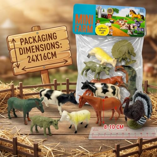 Image of SHAKTISM Farm Animal Toys Set - Realistic Farm Animal Figures for Kids, Educational Playset for Ages 3+ - Durable Plastic Toy Animals for Preschool & Toddler Learning (9612 Mini Farm 6Pc)