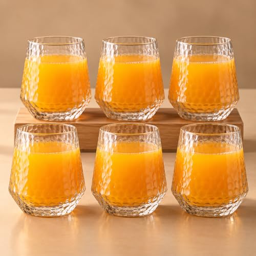 Image of bellemax 300ML Juice and Water Glass Stylish Crystal Highball Drinking Glasses, Medium Size Tumbler Glasses for Juice, Water, Milk, lassi, Cocktails and Sharbat (TR-20, 6 Count (Pack of 1))