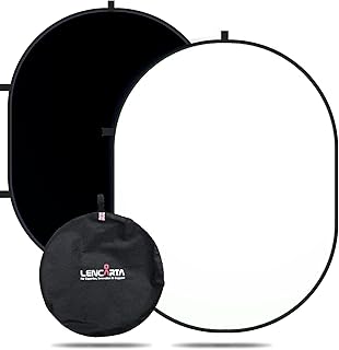 LENCARTA 1m x 1.5m White Background | 3.2ft x 6.6ft Collapsible Backdrops for Photography Double-Sided 100% Cotton Muslin Backdrop for Photo Studio White and Black Screen Background