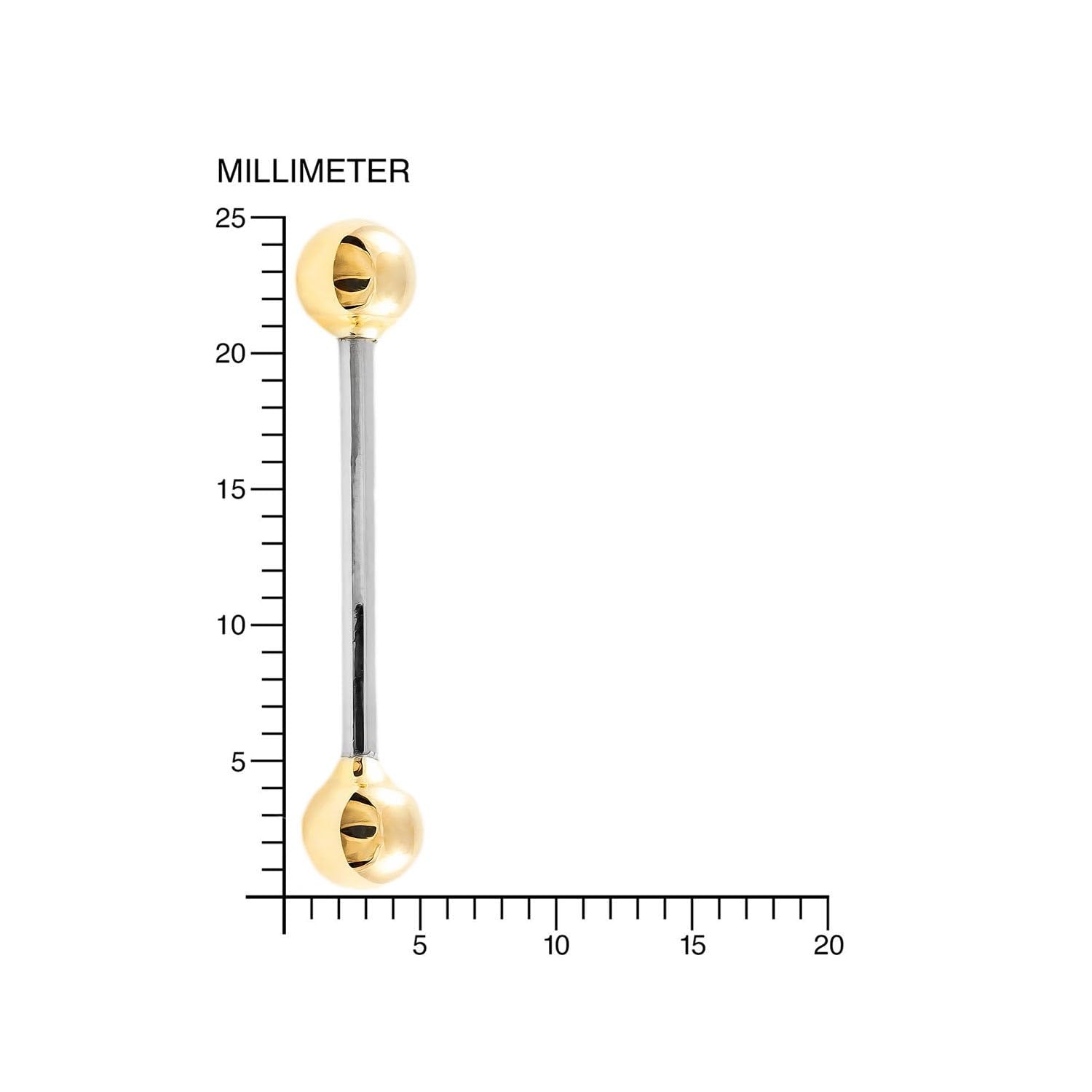 Monde Petit Piercing für Zunge Kugel 5 mm - Stahl und Gelbgold 9 Karat (375) - Geschenkbox - Garantiezertifikat