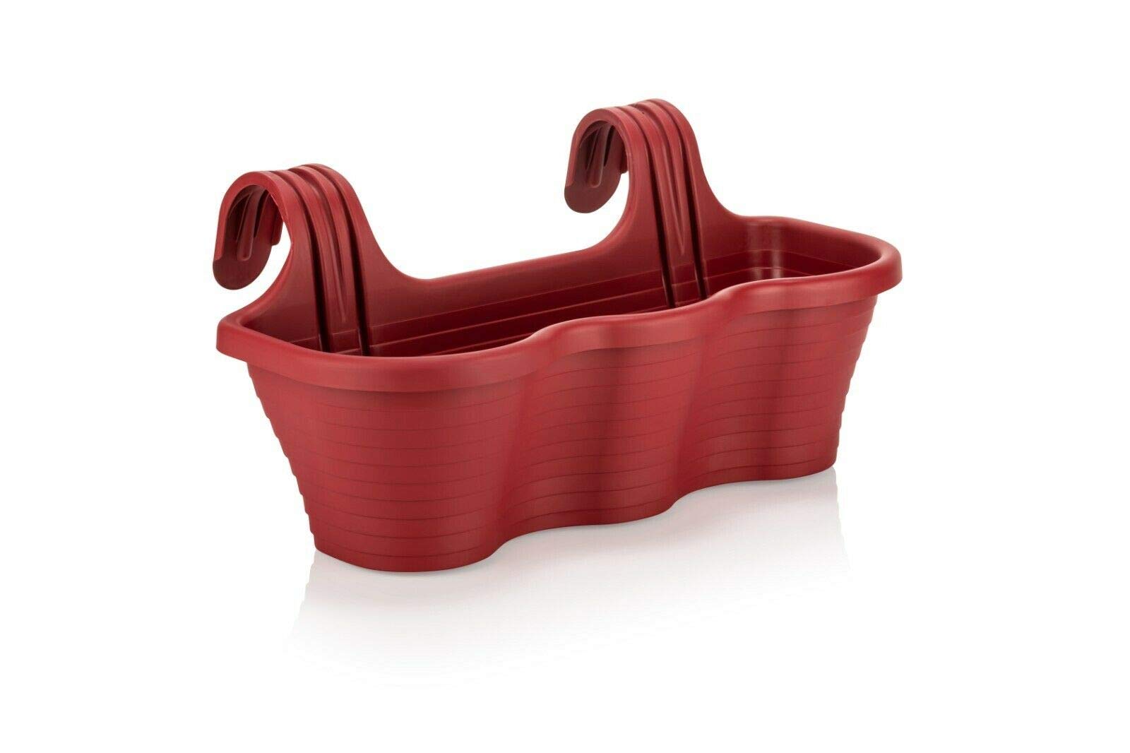 Tamersgifts Red Large Hanging Planter Plant Pots Trough Garden Fence Balcony Railing Flower Pot (Red)