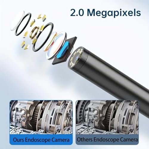 Image of Clefairy Endoscope Camera with Light, Dual-Lens 1280P HD Borescope Tools with 6 Adjustable LED Lights, 16.4FT Semi-Rigid Snake Cord IP67 Waterproof Inspection Camera for iPhone, iPad and Android Phone