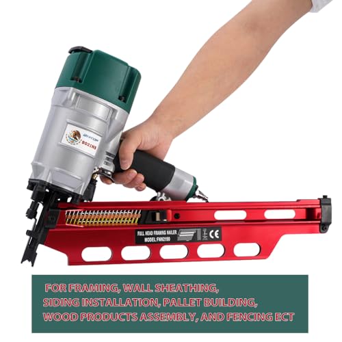 Image of Mexican Style 9021NS Framing Nailer 21 Degree 3-1 /2 inch with Depth Adjustment Professional Air Nail Gun, San Judas Tadeo