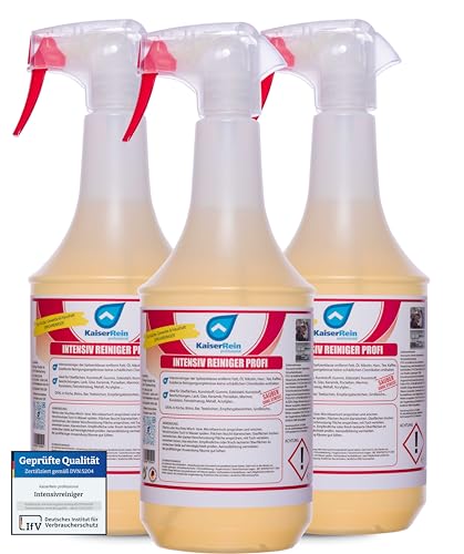 KaiserRein Intensivreiniger Küchenreiniger - Profi Fettlöser Spray 3x 1L - Entfernt effektiv Fett und hartnäckige Verschmutzungen in der Küche, Gastronomie, Grill, Oberflächen