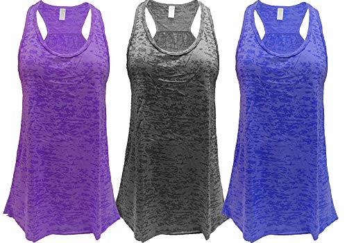 Epic MMA Gear Flowy Racerback Tank Top, Regular and Plus Sizes Pack of 3 (3XL, Black/Purple/Royal)