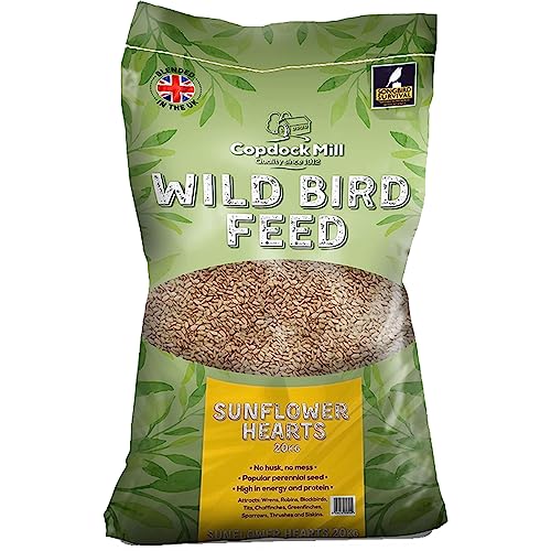 Copdock Mill Sunflower Hearts Bird Food 20kg for Wild Birds Bird Seeds Suitable for Sunflower Seeds Feeders & Bird Tables