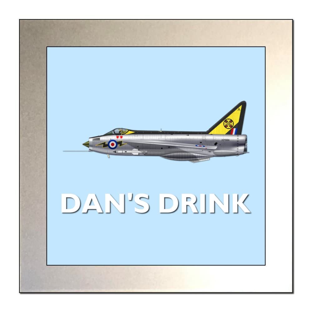Personalised ENGLISH ELECTRIC LIGHTNING Jet Fighter Aircraft Glass Drinks Coaster