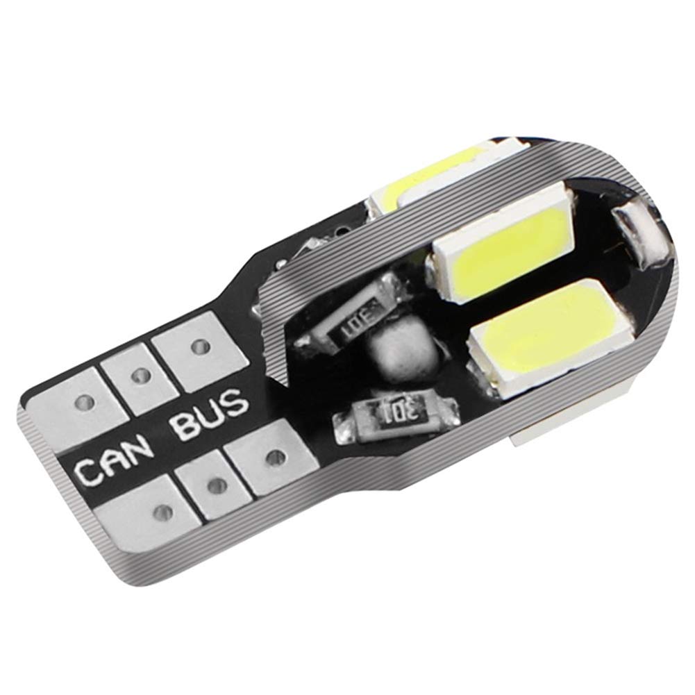 AZNCOS 10-Pack LED Car Interior Bulb Canbus Error Free T10 Extremely Bright White 5730 8SMD LED 12V Car Side Wedge Light White Lamp Auto Bulb For Map Dome Courtesy License Plate Side Marker Light