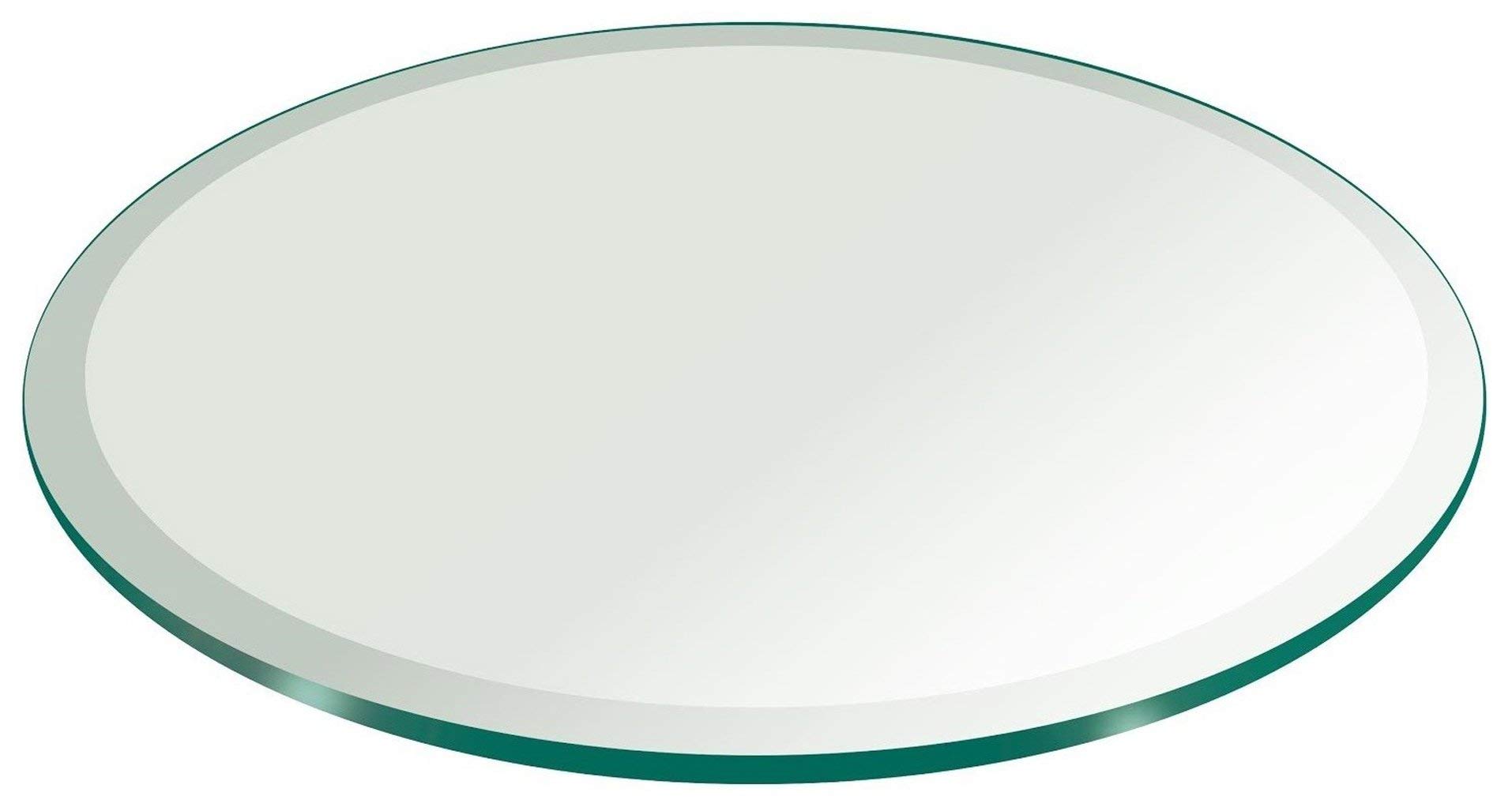 24" inch round glass table top 3/8" thick tempered beveled edge by fab glass and mirror