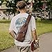 Peicees Leather Sling Bag Mens Crossbody Bag Chest Bag Sling Backpack for Men with USB Charge Port