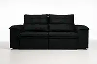 Sofá Compacto, Prático e Versátil 2 Lugares Reclinável e Retrátil Bel Veludo LIMOV Perfeito para Salas Pequenas (Preto)
