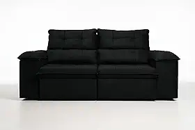 Sofá Compacto, Prático e Versátil 2 Lugares Reclinável e Retrátil Bel Veludo LIMOV Perfeito para Salas Pequenas (Preto)