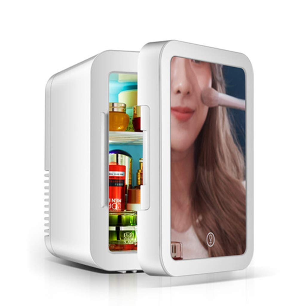 Nevera para Coche Mini refrigerador, espejo portátil de 5 litros, refrigerador personal, cuidado de la piel, almacenamiento de maquillaje, cosméticos de belleza, refrigerador frío y calor para dormit