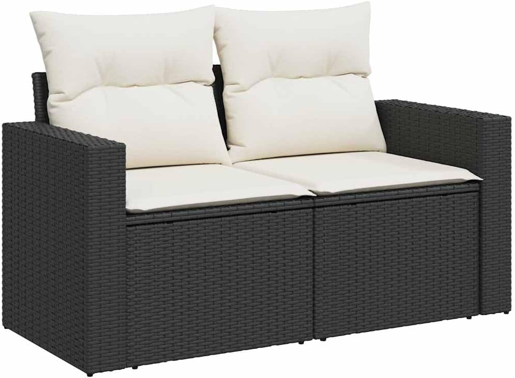 Outdoor Patio Sectional Sofa Couch Garden Sofa Set Black PE Rattan 5-Piece Set Adjustable Armrests