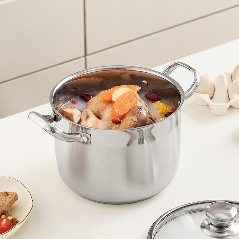 Stainless Steel Stock Pot Soup Sauce Pan Cooking Pots Lids Cover Daily Use Stockpot Pans For The image 4