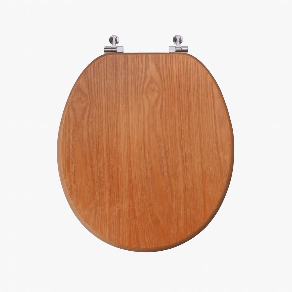 Burakh Brown Wooden 18" Mdf Toilet Seat Universal Adjustable Fit Most Toilets Oval Seat┃Bathroom Standard Wooden Mdf Toilet Seat | Wc Seat +Fittings (Brown Wooden)