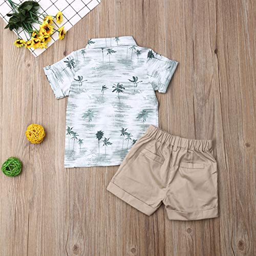 Image of CIYCUIT Toddler Baby Boys Shorts Set Short Sleeve Button Down Shirt + Shorts Pants 2 Pieces Summer Print Clothes Outfits