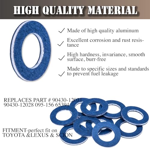 Image of 10 PCS Engine Oil Drain Plug Gaskets Replacement for Toyota 90430-12031 Lexus Scion RAV4 Camry Avalon Corolla