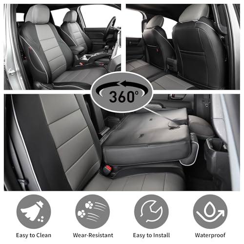 Image of EKR Tacoma Car Seat Covers Custom Fit for Toyota Tacoma (Petrol) 2024 2025 2026 DoubleCab /CrewCab SR /SR5 /TRD Sport /TRD Off-Road /Limited -Truck Seat Covers Full Set,Faux Leather(Black /Gray)