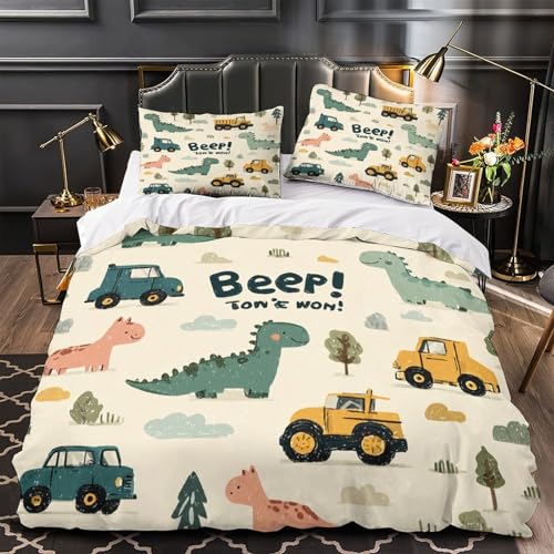 Housse de couette dinosaure 220x240 cm avec taies imprimées 3D - 2