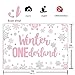 Funnytree 7x5FT Winter Onederland Photography Backdrop Christmas Pink Sliver 1st Birthday Party Decoration Snowflake Wonderland Background Photo Booth