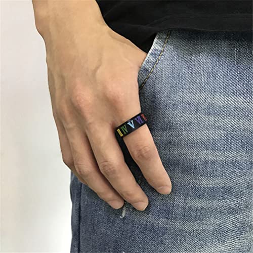 Image of PAURO Roman Numerals Wedding Band | Unisex Stainless Steel Jewelry, 8MM Classic Roman Numerals Couple Ring