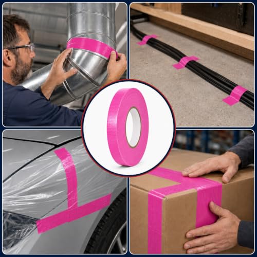 Image of GGR Supplies CDT-36 Pink Cloth Duct Tape, 3 Inch x 60 Yards | Industrial Grade; Waterproof and UV Resistant; Clean Removal With No Sticky Residue; Repairs, Packaging, Bundling and Sealing
