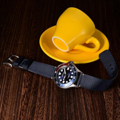 Image of WOCCI Nylon Watch Bands, Contrast Woven Design, Quick Release, Stainless Steel Buckle, Band Width 20mm 22mm 24mm 26mm