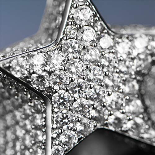 Iced Out Star Pinky Ring-18K Golden or White Golden Plated Hip Hop 5A+ Simulated Diamond Ring for Men Women-Size 7,8,9,102