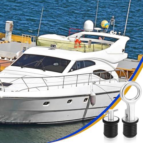 Image of MorningRo 4 Pcs 1 Inch Boat Plugs Boat Drain Plug with Brass Snap and T Handle Drain Kayaks Accessories Stainless Steel