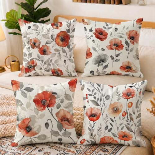 Housse de coussin de canapé imperméable et déperlante 45x45cm lot de 4 rouge - 6