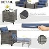 Vongrasig 5 Piece Patio Furniture Set, Small Balcony Furniture, PE Wicker Rattan Patio Chairs Set of 2, Outdoor Lounge Chairs with Cushions Ottomans &Glass Table for Porch Garden(Navy Blue) #3