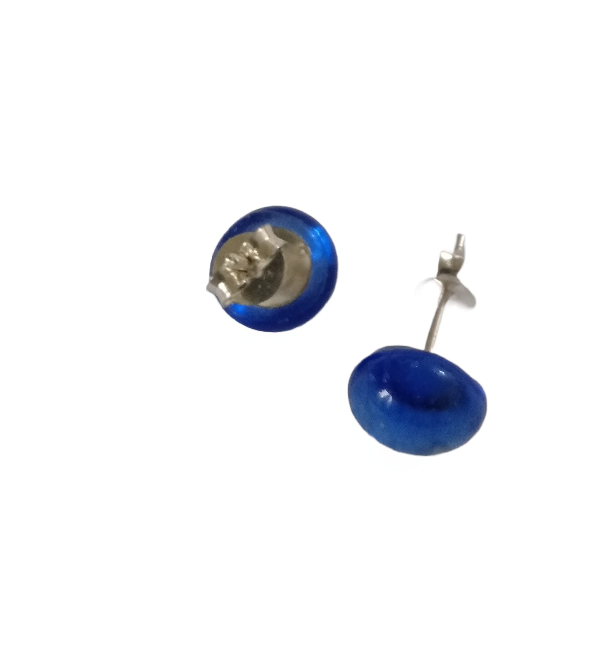 Pendientes de vidrio artesanal azul transparente