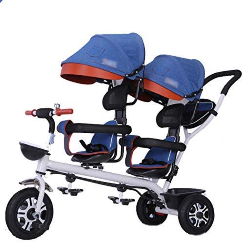Gute Qualität Kinderwagen Buggys Doppel Kinder Dreirad Doppel Baby Fahrrad 1-3-5 Jahre alt Baby Light Trolley Großen Kinderwagen Baby Standardkinderwagen (Color : Blue, Größe : B) Cover