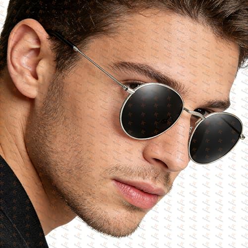 Image of Kursan Small Round Metal Polarized Sunglasses for Men Women Mirrored Lens Classic Circle Sun Glasses