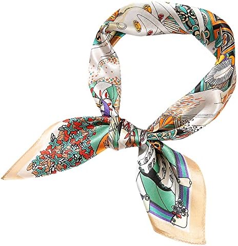 SUSIELADY 100% Pure Mulberry Silk Scarf 21''x21'' Lightweight Square Natural Silk Neckerchief Breathable Digital Printed