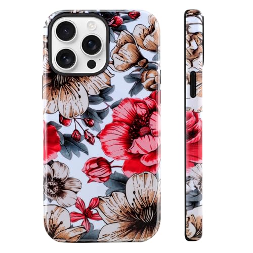 Image of Magnetic for iPhone 13 Pro Max Case [Compatible with Magsafe] Colorful Flower Floral Pattern Design, Full Body 2 in 1 Shockproof Scratch Resistant Protective Cover for Women Girl