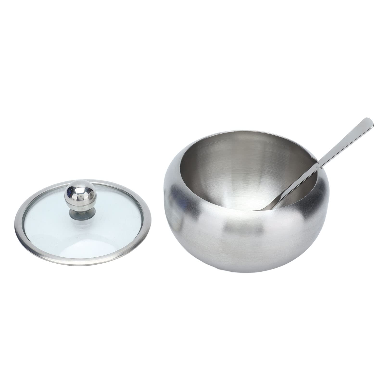 Sucrier En Acier Inoxydable 304 - Capacité 370 Ml, Avec Cuillère - Pour Sel, Sucre, épices - Lavable Au Lave-vaisselle