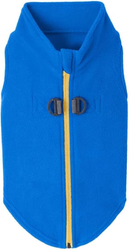 Gooby Zip Up Fleece Dog Sweater - Blue, Small - Warm Pullover Fleece Step-in Dog Jacket with Dual D Ring Leash for Small to Medium Dogs