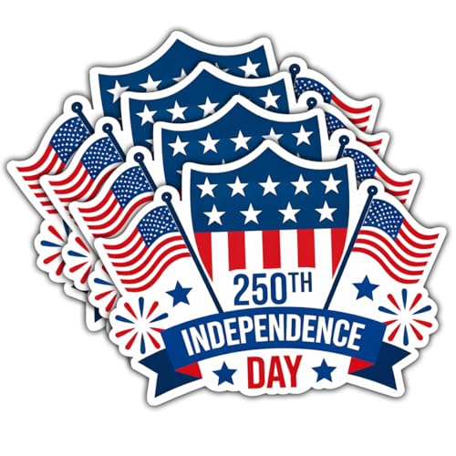 250th Independence Day USA Stickers, Patriotic American Flag Designs for Parents, Friends, Students, Teachers, History Lovers, Gift for Family, Ideal for Laptops, Water Bottles, Tumblers A5 3 Inches