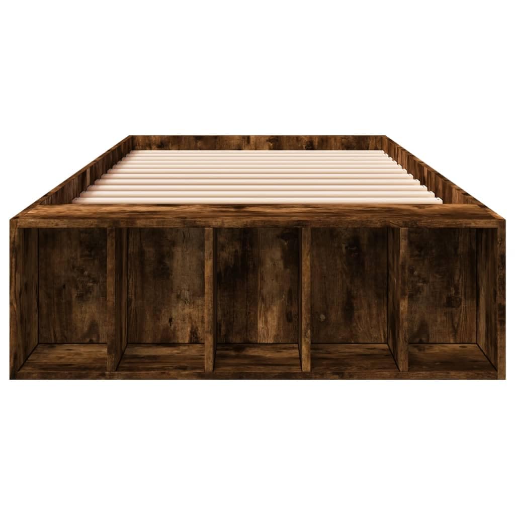 Rama łóżka rodzinnego łóżko podwójne łóżko sypialnia meble rama łóżka dąb wędzony 100 x 200 cm materiał drewnopochodny