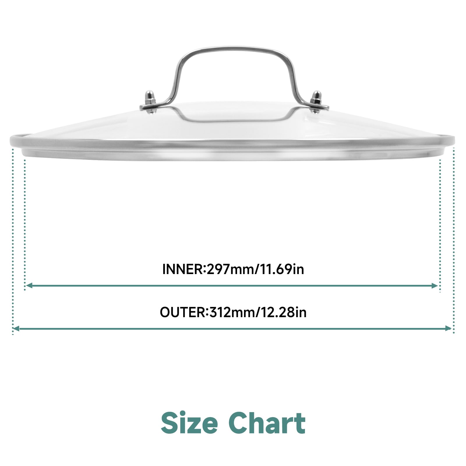 Coperchio in acciaio inox con bordo rinforzato per pentole o casseruole cm 50