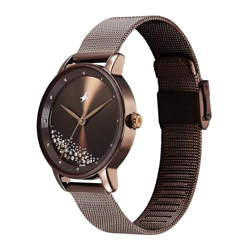 Image of Fastrack Style up 5 Quartz Brown Round Dial Girl's Watch | Stainless Steel Strap Material | Watches for Girls Analog - 6206QM01