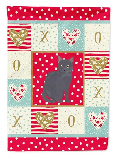 Nebelung Cat Love drapeau de maison grand modèle en toile extérieure multicolore